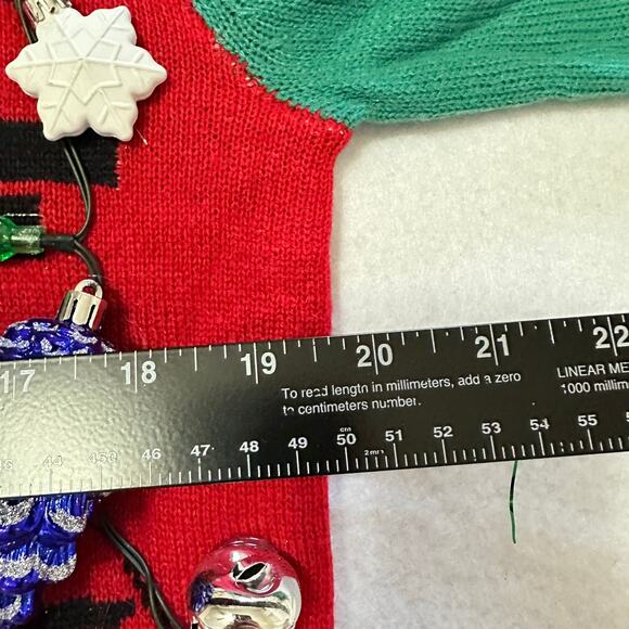 Ugly Christmas Sweater Naughty Santa LIGHTS UP Tinsel Xmas Party Winner Medium - Picture 4 of 5